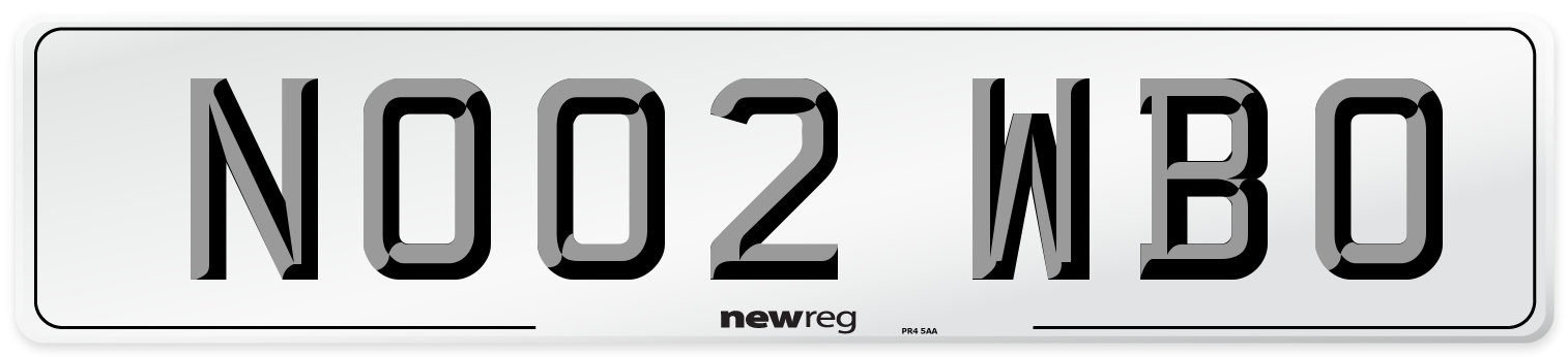 NO02 WBO Number Plate from New Reg
